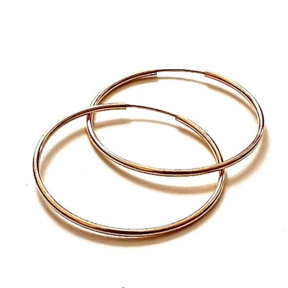 14k Real Gold hoop earrings | hoop earrings | 1.5 mm thickness | Real Gold | - Picture 2 of 9